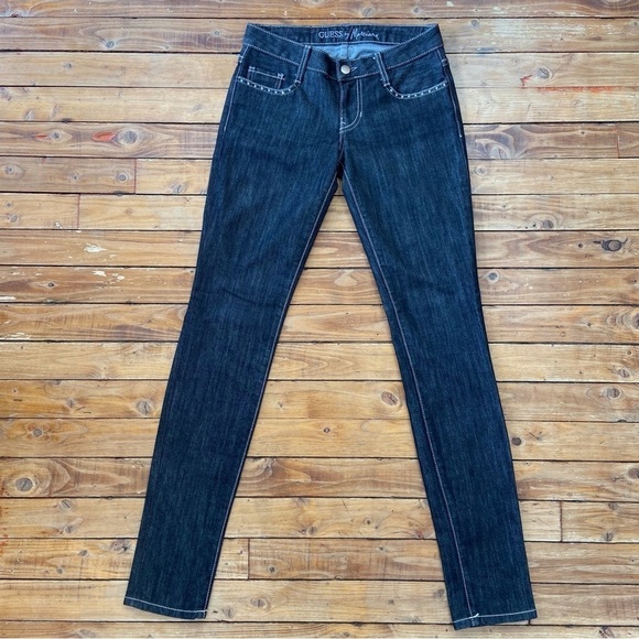 GUESS by Marciano black skinny jeans low rise Incrusted crystal luxury size 24 - Picture 3 of 14